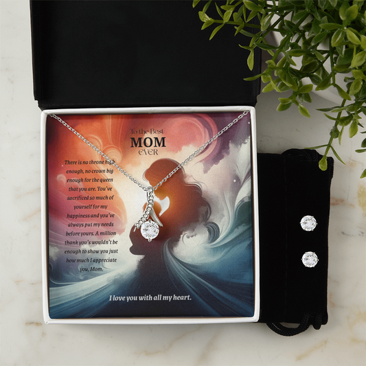 Best Mom Ever - Alluring Pendant and Earring Set