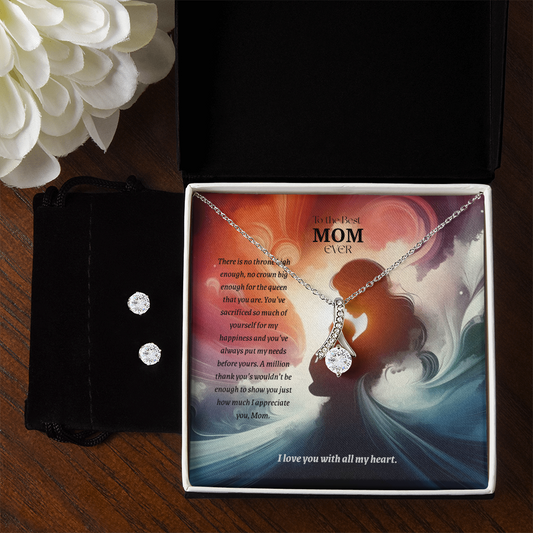 Best Mom Ever - Alluring Pendant and Earring Set